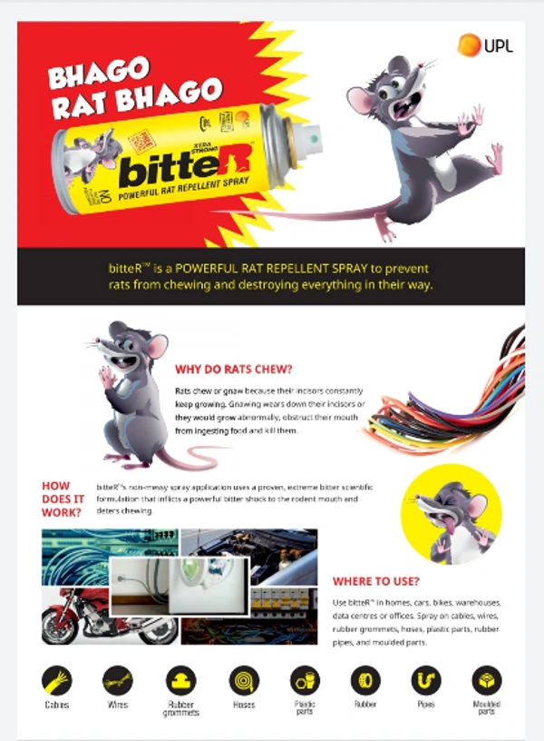 BITTER - POWERFUL RAT REPELLENT SPRAY -155 GM (180ML)` - *** LOW PRICE GUARANTEE ***